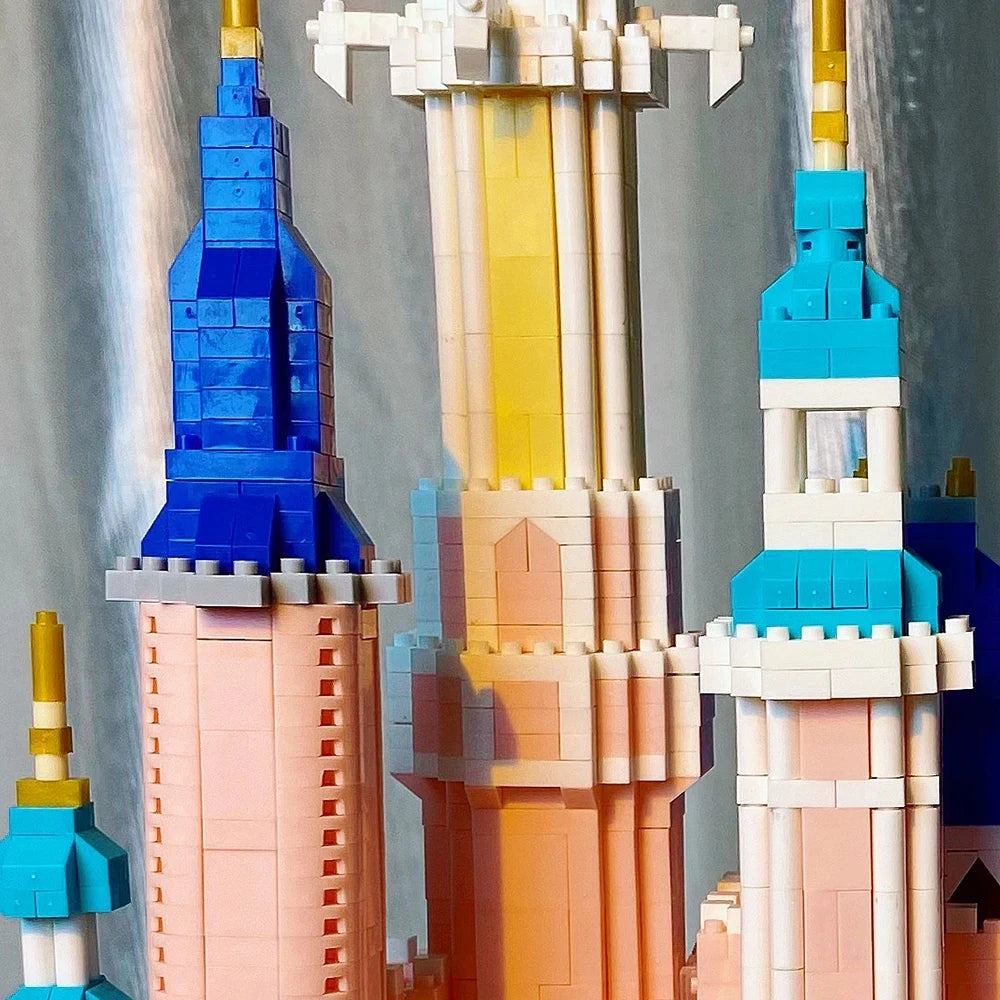 6300PCS Light Pink Castle Micro Building Blocks Pink Series