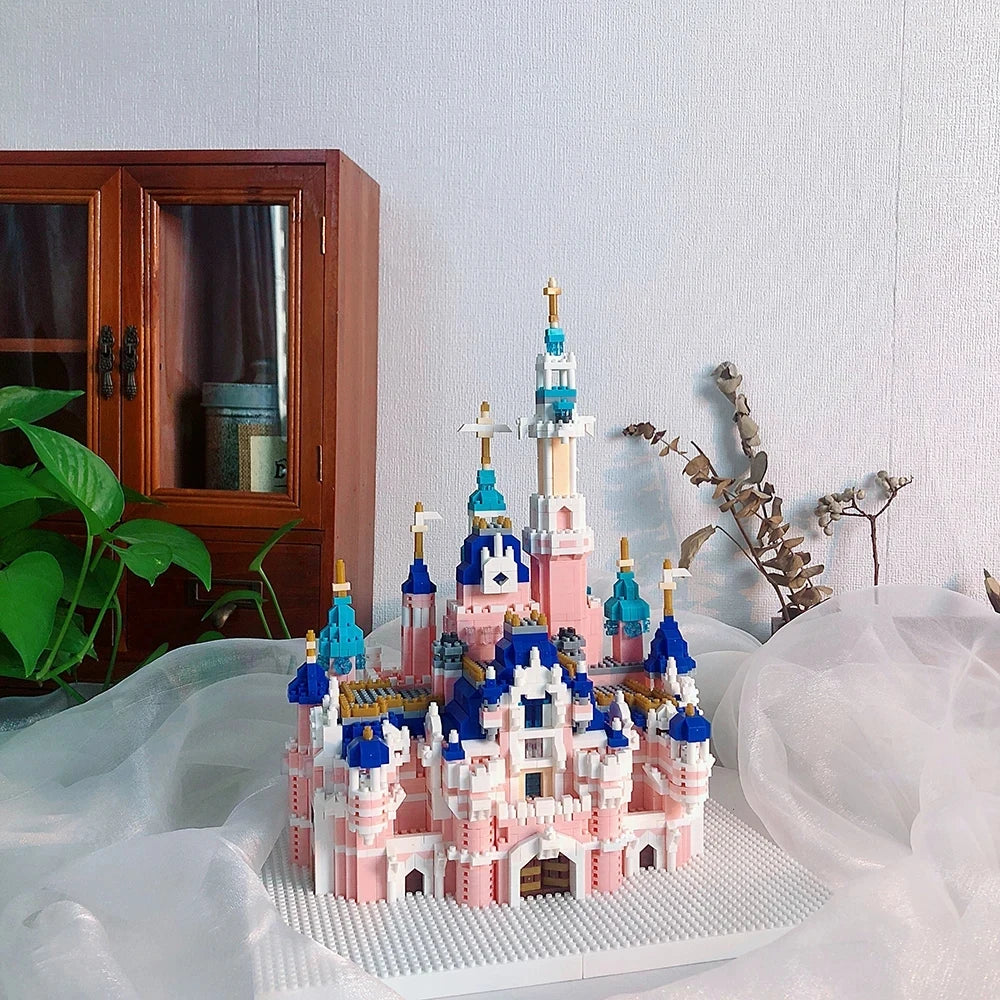 6300PCS Light Pink Castle Micro Building Blocks Pink Series