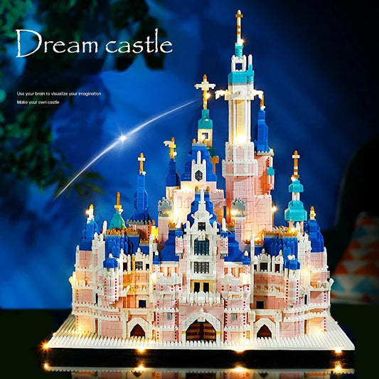 6300PCS Light Pink Castle Micro Building Blocks Pink Series