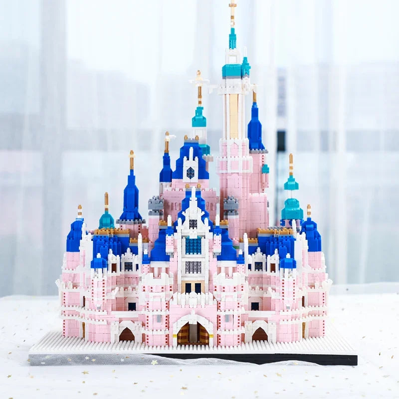 6300PCS Light Pink Castle Micro Building Blocks Pink Series