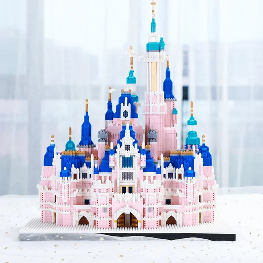 6300PCS Light Pink Castle Micro Building Blocks Pink Series