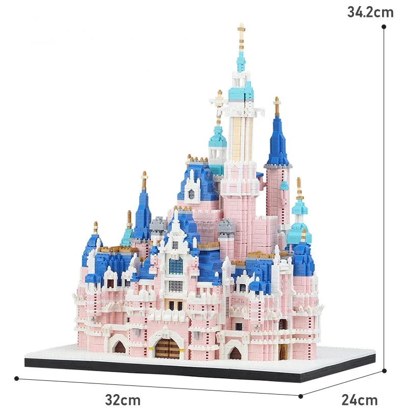 6300PCS Light Pink Castle Micro Building Blocks Pink Series